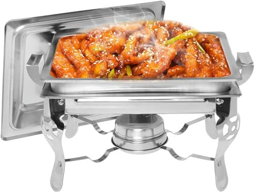 4.5L Chafing Dishes Buffet Stove Food Warmer Stainless Steel Foldable for Self-Service Restaurant Catering Wedding Party Outdoor,