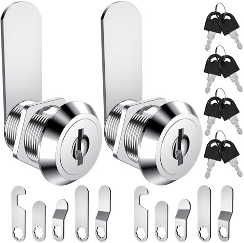 2PCS Letter Box Lock, BUNTOR 16mm Cabinets Lock with 8 Keys and 10 Different Plates, Post Box Locks with Key, Letterbox Locks for Cupboard, Mailbox, Drawer, Cabinet & Furniture Door