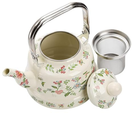 FLCPJGV Emaille Tea Blumen Emaille Pot Water Pitcher Türkische Teekanne für Campingbüro