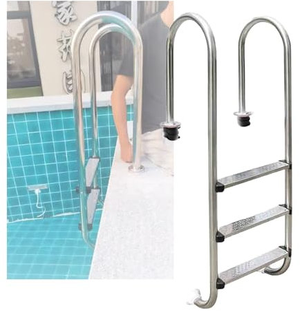 KZKZK Poolleiter, 2/3 Stufen und Armlehne aus Edelstahl 304, sicherer EIN- und Ausstieg, for eingebaute Pools und Wasserparks, einfache Installation(3-steps1.2mm)