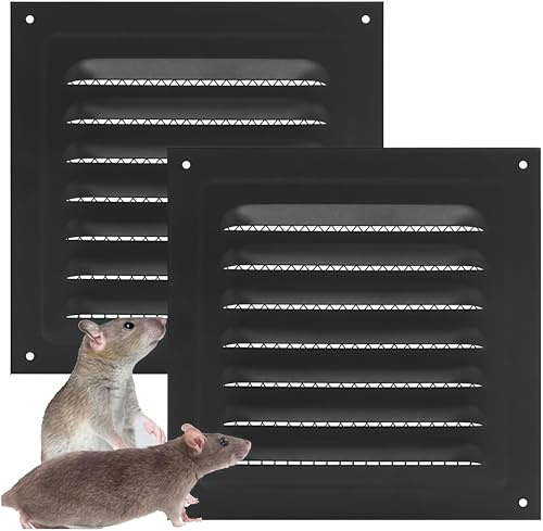 Rejilla de ventilación de aire negro, 2 piezas rejilla de ventilación del ático rejilla de sofito rejilla de pared rejilla de ventilación metálica para refugio rejilla de ventilación cuadrada rejilla