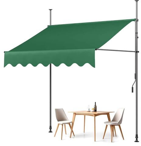 Tenda da balcone regolabile a scomparsa manuale, da 1 x 1,2 m a 4 x 1,2 m, con manovella, per patio, giardino, gazebo e ristorante, uso esterno