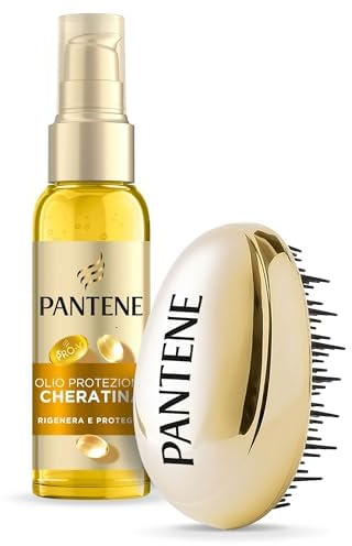 Pantene Pro-V Set Spazzola + Olio Capelli Protezione Cheratina 100ml | Rigenera E Protegge, Olio Intensivo senza Risciacquo per Uso Quotidiano, per Capelli Secchi e Danneggiati
