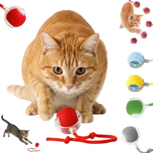 Qosigote Jouet Intelligent pour Chat, Balle Interactive Chats, 3 Modes De Travail Cat Toy Ball, Rechargeable par USB, Jeux pour Chat Interieur, Même Absents, Vos Chats S'amuseront Joyeusement. (A)