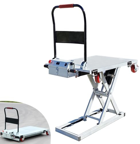 Carro Elevador De Tijera Electrohidráulico, Plataforma Elevadora Móvil De 300 Kg (660 Lb) Con 4 Ruedas For Manipulación De Materiales Con Transpaleta En Almacén(Stainless steel,155x75cm)