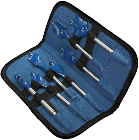 Bosch 7x Set de brocas fresadoras planas EXPERT Self Cut Speed (para Madera blanda, Aglomerado, Ø 16,0, 18,0, 20,0, 22,0, 25,0, 32,0 mm, Professional Accesorios Taladro)