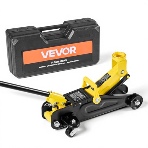 VEVOR Cric Hydraulique à Profil Bas Capacité 1,5 T, Cric Rouleur en Acier, Plage de Levage 13-31 cm, avec Pompe de Levage Rapide à Piston Unique, pour Lever Voitures de Sport Berlines Entretien Auto