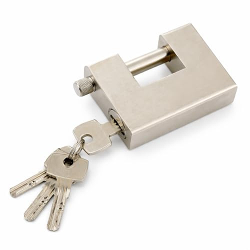 Topolenashop Lucchetto Corazzato in Acciaio Temprato 94 mm – Antiscasso ad Alta Sicurezza con Catenaccio – Ideale per Cancelli, Porte e Serrande – 5 Chiavi Incluse | 310573