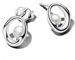 Pandora Essence Organisch Geformte Ovale & Behandelte Süßwasserzuchtperlen Ohrringe aus Sterling Silber, 293295C01