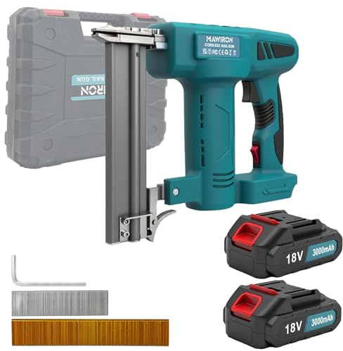 Agrafeuse/Cloueuse Sans Fil, Compatible avec Makita Batterie 18 V, Pistolet à Ongles éLectrique 2 en 1 avec Batteries 3,0 Ah et 1000 Clous/Agrafes, pour Projets de Bricolage en Bois (avec 2 Batteries)
