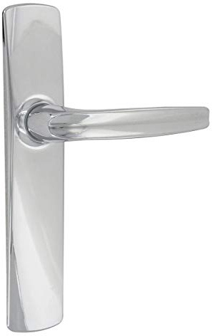 Vachette Set de Poignée de Porte sur Petite Plaque RIV ANGERS - Version Condamnation Salle de Bain et WC - Entraxe 165 mm - Système de Pose Facile - Garantie 10 ans - Finition Chrome Velours