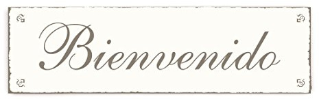 SCHILD Türschild « BIENVENIDO » Willkommen Shabby Vintage Holzschild Dekoschild Dekoration Hinweisschild Spanien