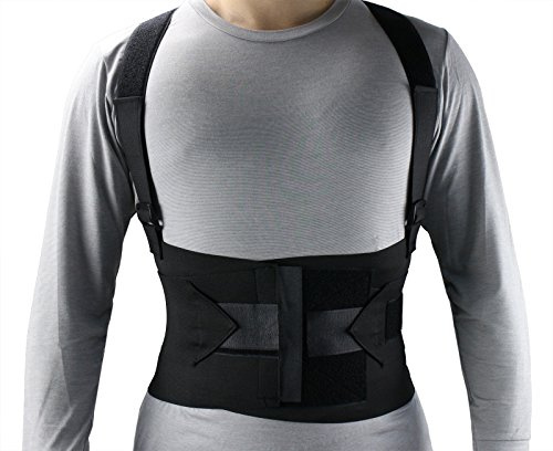ObboMed MB-2845NXL Industrie-Rücken- / Lenden- / Bauchstützgürtel mit 4 Metallhaltern, Einstellbare Riemen, um Individuelle Bedürfnisse zu Erfüllen, Schmerzlinderung & Schutz vor Verletzungen; Schwarz - XL : 114 - 140 cm