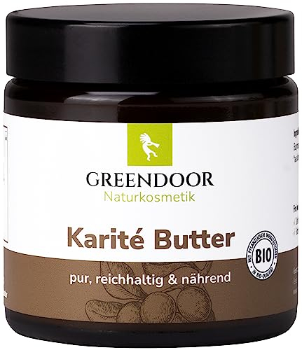 GREENDOOR PUR BIO Sheabutter 120ml, vegane reine BIO Karité-Butter zur Hautpflege, Biokosmetik kaltgepresst organisch zertifiziert, natürlich pflegende Naturkosmetik Natur Shea Butter