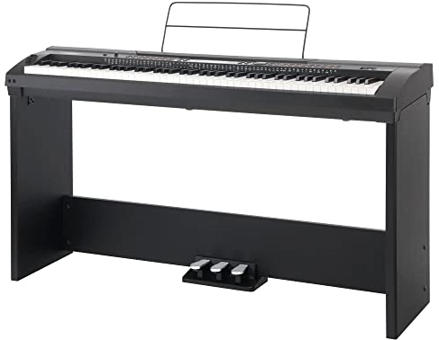 Classic Cantabile SP-250 BK Stagepiano SET inkl. Ständer (88 Tasten, Hammermechanik, Anschlagdynamik, MIDI, USB, Aufnahme- & Begleitfunktion, inkl. Notenständer, Netzteil, Unterbau, Pedale) schwarz