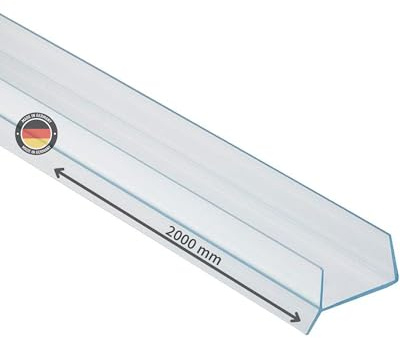 Gedotec Sockelprofil Sockelblendenprofil für 18 und 19 mm Holzstärke mit Dichtungslippe | Kunststoff transparent | Küchen-Dichtung Länge 2000 mm | 1 Stück - Sockel-Abdichtungsprofil Einbau-Küche