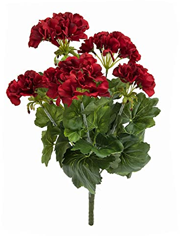 EUROPALMS Geranie, künstlich, dunkelrot, 42cm | Roter Geranienbusch