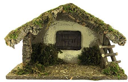 Bertoni Leere Krippenhütte | Italienisches Produkt | Für 10 cm Figuren Nicht Inklusive | 36x14x23 cm