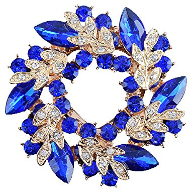 Gino Broche à strass bleus tendance en forme de couronne