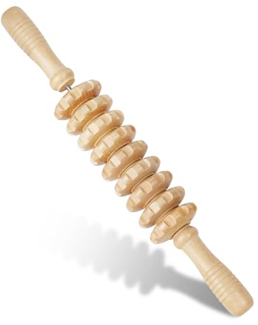Liitrton Manual Wooden Fascia Massage Roller Trigger Points for Release Cellulite Sore Muscle Blasting (Wood)