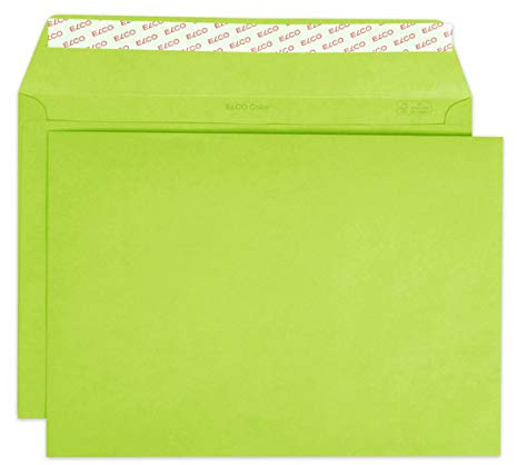 Elco 24095.62 Color Box mit Deckel und 200 Briefumschläge/Versandtasche, Haftklebeverschluss, C4, 120g, intensiv-grün, Fenster: nein