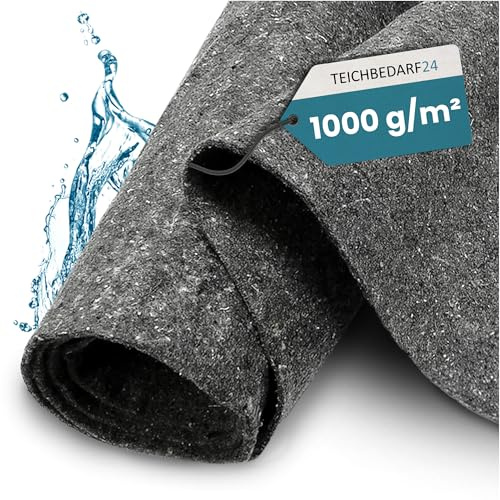 TeichVision – Teichvlies 1000g - Vlies für Teich & Pool 8 m x 2 m | Schutzvlies als Poolunterlage - Bodenvlies Pool in grau
