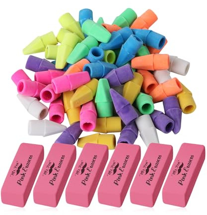 Mr. Pen- School Eraser Combination Set, 60 Pack, Assorted Colors, Latex Free Erasers for School, Office, Art Sketching, Homework, Exams, Clean Smudge-Free Correction