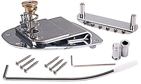 Alnicov Linkshänder Tremolo Vibrato Saitenhalter Brücke Set für 6 Saiten Mustang Gitarre Ersatzteile