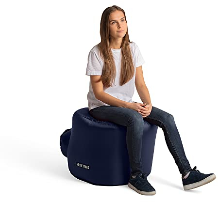 Softybag Palette - Aufblasbare Luftpalette, Anti-Leckage-Campingstuhl für Outdoor, aufblasbarer Sitz, tragbares Sitzen Camping Zubehör für See, Strand für Männer und Frauen (Marineblau)