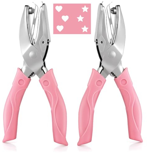 ASTER 2PCS Perforadora de mano de agujero de papel de un solo agujero de metal con agarre suave en forma de corazón/estrella, perforadora de agujeros para manualidades, etiquetas de ropa, entradas