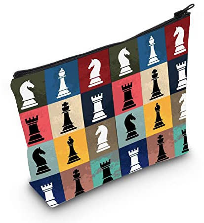 POFULL Schach Geschenk Lustiges Geschenk für Schachspieler Schachmeister Geschenk Schachfiguren Brettspiel Liebhaber Kosmetiktasche, Schachtasche