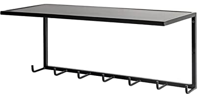 HAKU Möbel Wandgarderobe schwarz, Metall - Maße: B 60 cm x H 25 cm x T 25 cm, Style: Modern