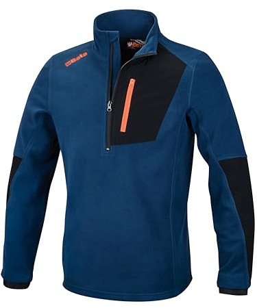 BETA 7654B - Felpa in micropile da uomo con zip corta e polsini elasticizzati, micropile elasticizzato in poliestere e spandex con tasca al petto e chiusura zip verticale - blu