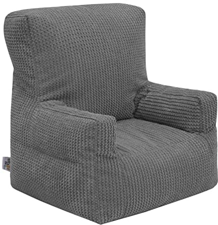 Ready Steady Bed Child Toddler Armchair | Comfy Kids Corduroy Beanbag Furniture | Ergonomically Designed Bean Bag Chair | Soft Children Safe Seat Playroom Sofa | Lightweight And Durable (Charcoal)