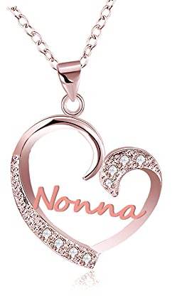 GUOYU Regalo Nonna Collane, Natale, Donna, Compleanno, Cuore Diamante Argento Pendent (oro rosa)