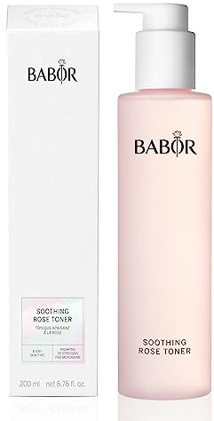BABOR Cleansing Soothing Rose Toner für jede Haut, Gesichtswasser zur täglichen Gesichtsreinigung, Mit Rosenduft, Ohne Alkohol, Vegane Formel, Rose Toning Essence, 1 x 200 ml