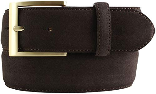 BELTINGER Jeans-Gürtel aus Veloursleder mit goldener Gürtelschnalle 4 cm | Velour-Ledergürtel 40mm | Herren-Gürtel Wildleder-Gürtel 4cm
