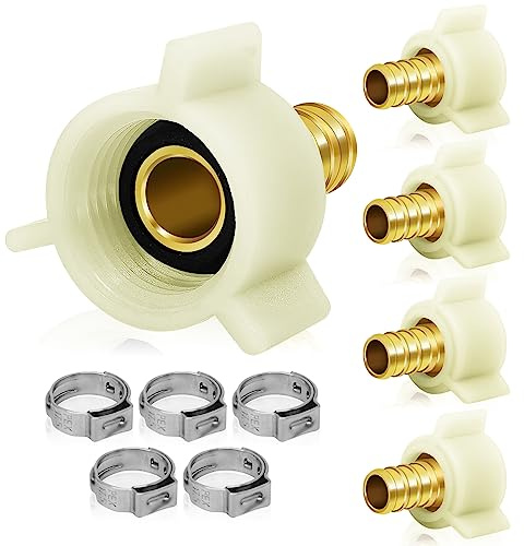 Boltigen 5 Pack 1/2 Inch Brass Crimp PEX Fittings - 1/2 PEX x 1/2 NPT Female Threaded Swivel Adapter, Swivel Elbow Connector for Plumbing, RV, Sink Faucet, Water Line Tubes (NPSM Thread Compatible)
