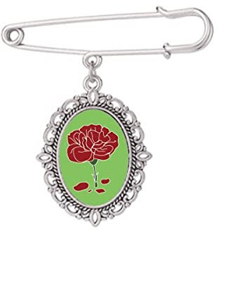 Brosche mit roter Nelke zum Muttertag, Blume, für Kleid, Hemd, Schal, M