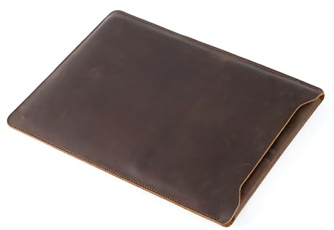 AIGUONIU Laptophülle aus echtem Leder für MacBook Pro & Air Fits12, 13, 14 Zoll, Vintage Leder Tablet Innentasche