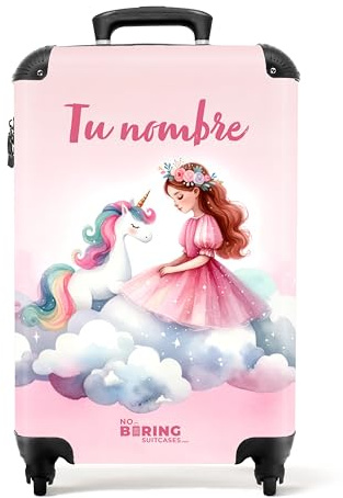 NoBoringSuitcases© Kinderkoffer, Kinderkoffer Mädchen, Koffer Kinder, | 55x40x20 cm - Kinder Reisekoffer, Koffer Kinder Mädchen, Handgepäck, Koffer Rosa, Reisekoffer Personalisiert, (Einhorn