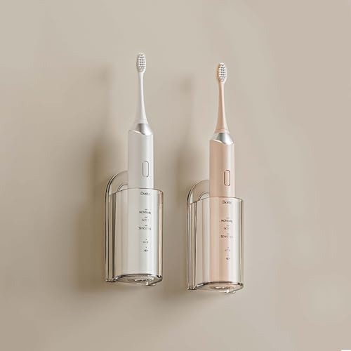 Dooclib 2 Stück Wandhalterung Elektrische ZahnbürsteTransparent,Zahnbürstenhalter Selbstklebend,Zahnbürsten Halterung Wand Ohne Bohren, Für Wand Zum Aufhängen Badezimmer Küche Wohnzimmer Büro