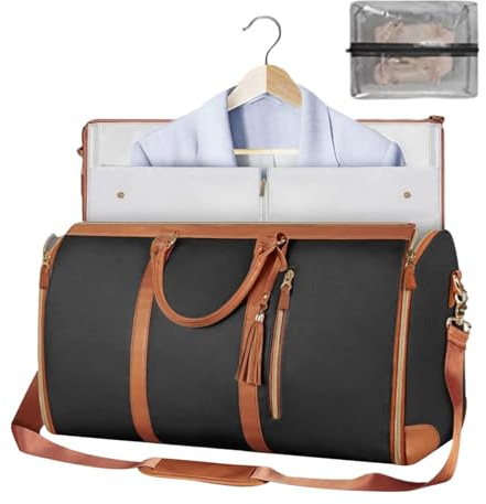 Faltbare Reisetasche,Faltbare Kleidersäcke Für Die Reise, Hängende Koffer-Anzugtasche Für Damen, Umwandelbare Kleidersäcke Für Die Reise, 2 In 1 Hängender Koffer,Tragetasche Aus PU-Leder