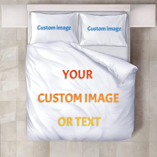 Personalised Bedding Set: Custom Duvet & Pillowcase with Your Photo/Text/Logo - Sizes for Single, Double, King, Super King - 3D Printed Decor for All Seasons, Ideal for family, couple, children