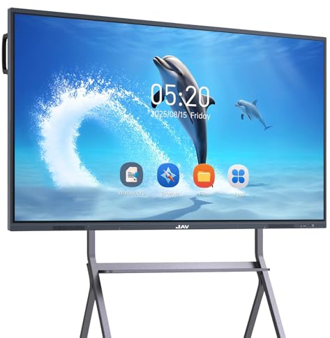JAV Interaktives Whiteboard Smart Board 55 Zoll 4K UHD Digitales Elektronisches Whiteboard mit Dual-System, All-in-One-PC Touchscreen Smartboard für Klassenzimmer & Büro (mit Wandhalterung)