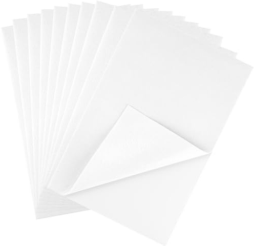 CHRORINE 10 Pcs White Felt Fabric Sheets Self Adhesive Felt Sheets 8 x 12 Inches Felt Paper for Art and Craft Supplies