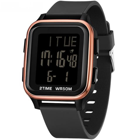 Forrader Reloj digital cuadrado, reloj digital militar para hombre, 5 ATM, resistente al agua, para deportes al aire libre, con luz, alarma, fecha, hora dual, cuenta regresiva, regalo