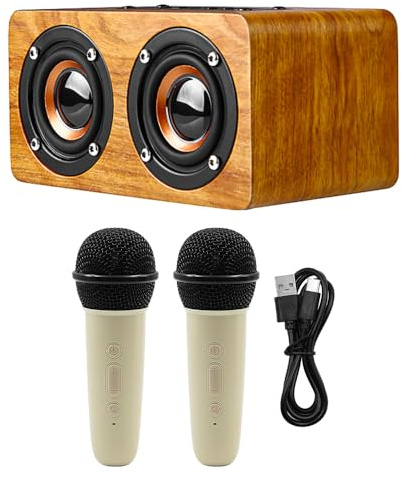 Tiardey H3 Karaoke-Maschine aus Holz, Mikrofon-Karaoke mit 2 kabellosen Mikrofonen Freund, Ehemann