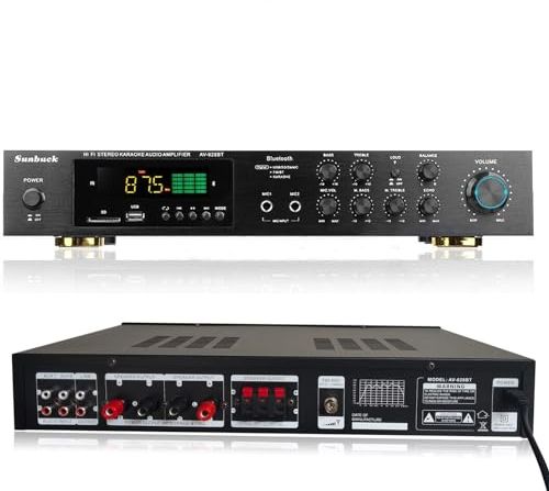 KEESUNG HiFi VerstäRker 5 Kanal Digital FM USB Stereo Amplifier, Bluetooth Stereo Audio Stereo Amplifier Digital Stereo Amplifier mit Fernbedienung, für Outdoor, Desktop, Studio