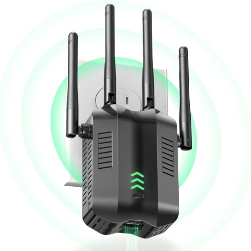 LAP POW WiFi Extender Booster, 1200Mbps WiFi Booster, 4 Antennas WiFi Extender 5GHz & 2.4GHz Dual Band WiFi Repeater for Office&Home, Ethernet Port Wi-Fi Repeater, Easy Setup